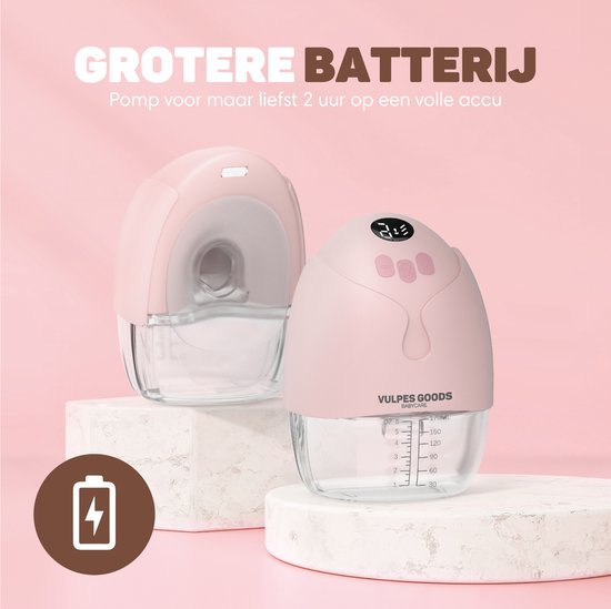 Vulpes Goods® BabyCare - Tire-lait mains libres - Tire-lait électrique sans fil - Portable - Tire-lait électrique mains libres - 30 sachets de conservation du lait maternel, informations sur l'allaitement, sac de voyage et réducteurs d'écran pour le sein