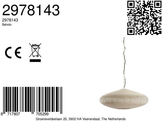 Suspension Bahoto de Light & Living - Crème mat - 51 x 20 cm