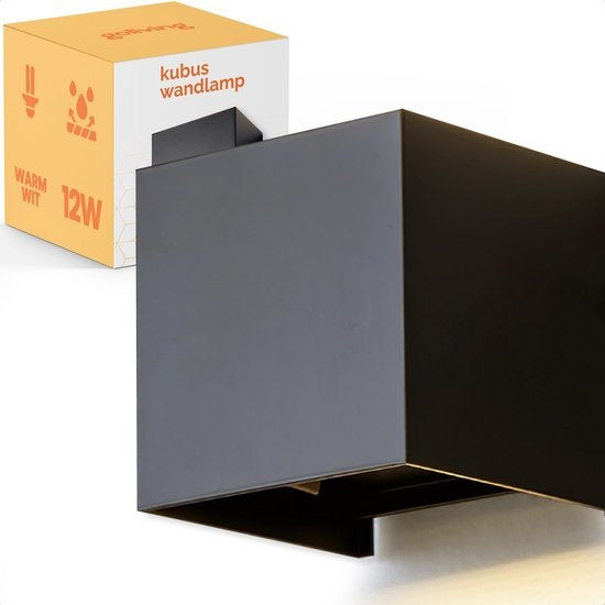 Lampe Goliving - Applique noire intérieur et extérieur - Lampe cube industrielle - Lampe d'extérieur - Eclairage LED étanche - Economique et inoxydable - 10x10x10 cm