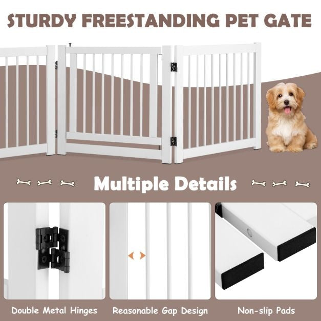 Coast grille pliante en trois parties pour chiens avec portillon en pin pour portes/étages 61 cm de haut blanc