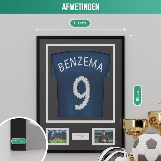 Avalo Cadre Photo Aluminium - Encadrement Maillot de Football - Cadre Box 3D - 60x80 CM - Noir - Cadre Profond - Encadrement Maillot dans Cadre Photo