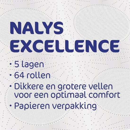 Nalys Excellence Papier hygiénique - 64 rouleaux - Papier hygiénique Maxi Sheets blanc (5 plis) - Emballage Avantage - Emballages en papier