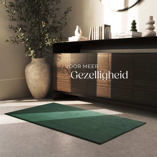 tectake® Tapis à poils courts - 80 x 150 cm - Vert - Tapis pour le salon, la chambre à coucher, la salle à manger - Facile d'entretien et lavable - Sous-couche antidérapante - Antiallergique - Diverses tailles et couleurs