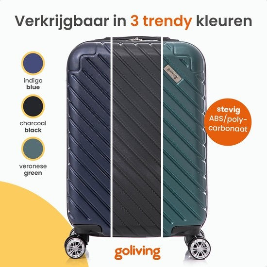 Goliving Hand Luggage Suitcase with Wheels - Trolley - Lightweight - TSA Lock - Padded Interior - 38 Litres - 55 x 35 x 23 cm - Black
