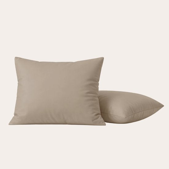 HappyBed Taupe Lot de 2 taies d'oreiller - 60 x 70 cm - 100 % microfibre - Confort de sommeil optimal