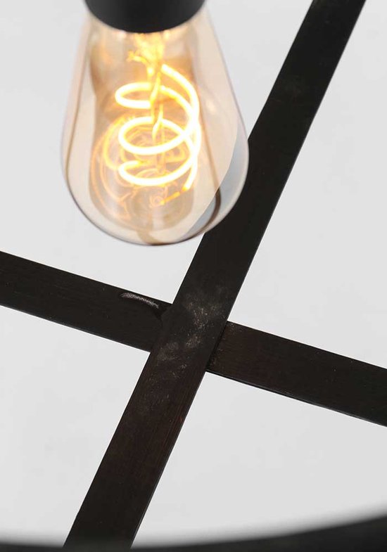 Anne Lighting - suspension - Capos - noir - bois et tissu - Ø 48 cm - E27 - 3511ZW