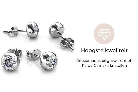 Yolora Boucles d'oreilles pour dames avec cristaux Kalpa Camaka ronds - couleur argent - plaqué or blanc 18K