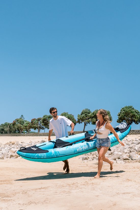VirtuFit Kayak 335 - Turquoise - Avec sièges de kayak et sac de transport - Convient pour deux ou trois personnes - Durable et robuste - Kayak gonflable - Kayak - Bateau gonflable