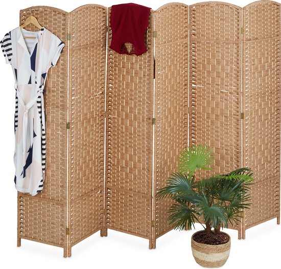 Paravent - 170 x 241 cm - pliable - 6 panneaux - bois - papier