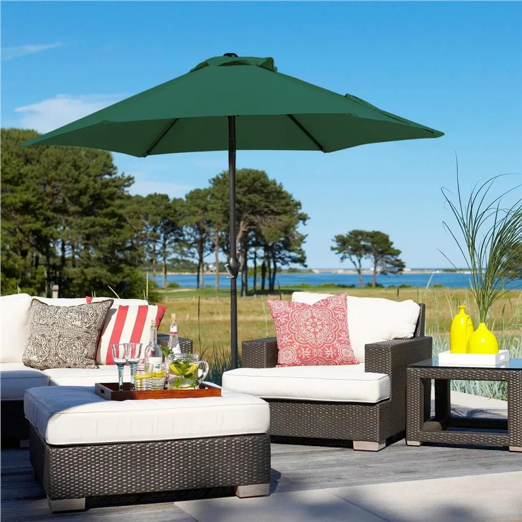 Yaheetech Parasol - Ø230 cm - Inclinable - Avec manivelle - Parasol de jardin - Vert foncé