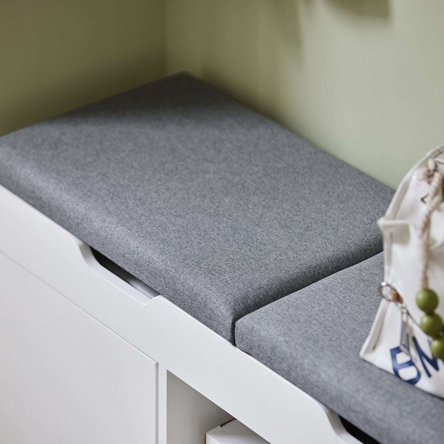 Banc SoBuy, Banc à chaussures avec 2 armoires, 100 x 34 x 48 cm, Blanc/ Gris