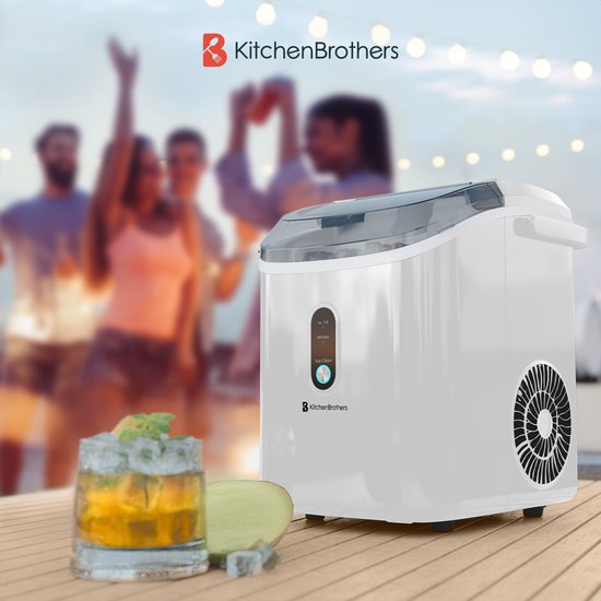 KitchenBrothers Nugget Ice Cube Maker - 1.1L - Machine à glace pilée avec pelle à glace - Portable - 15kg/24 heures - Blanc