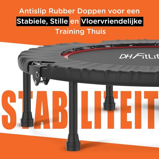 DH FitLife Fitness Trampoline d'intérieur pliable sans installation | Ø102 cm 40 Inch | Capacité de poids 150 KG | 4 positions de poignées réglables | Stable et silencieux pour enfants et adultes