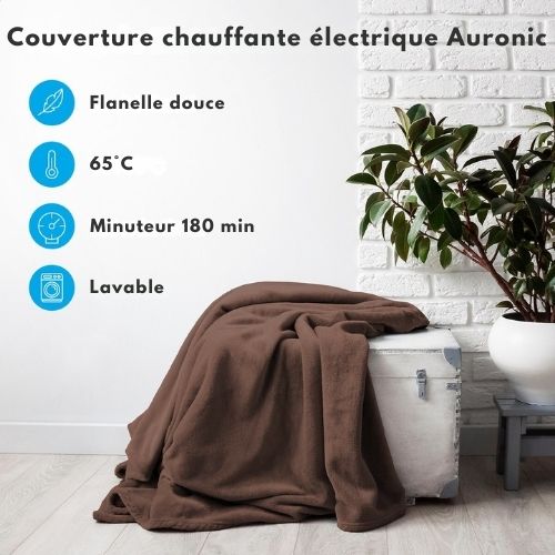 Couverture chauffante électrique - Auronic - 160 x 120cm - Marron