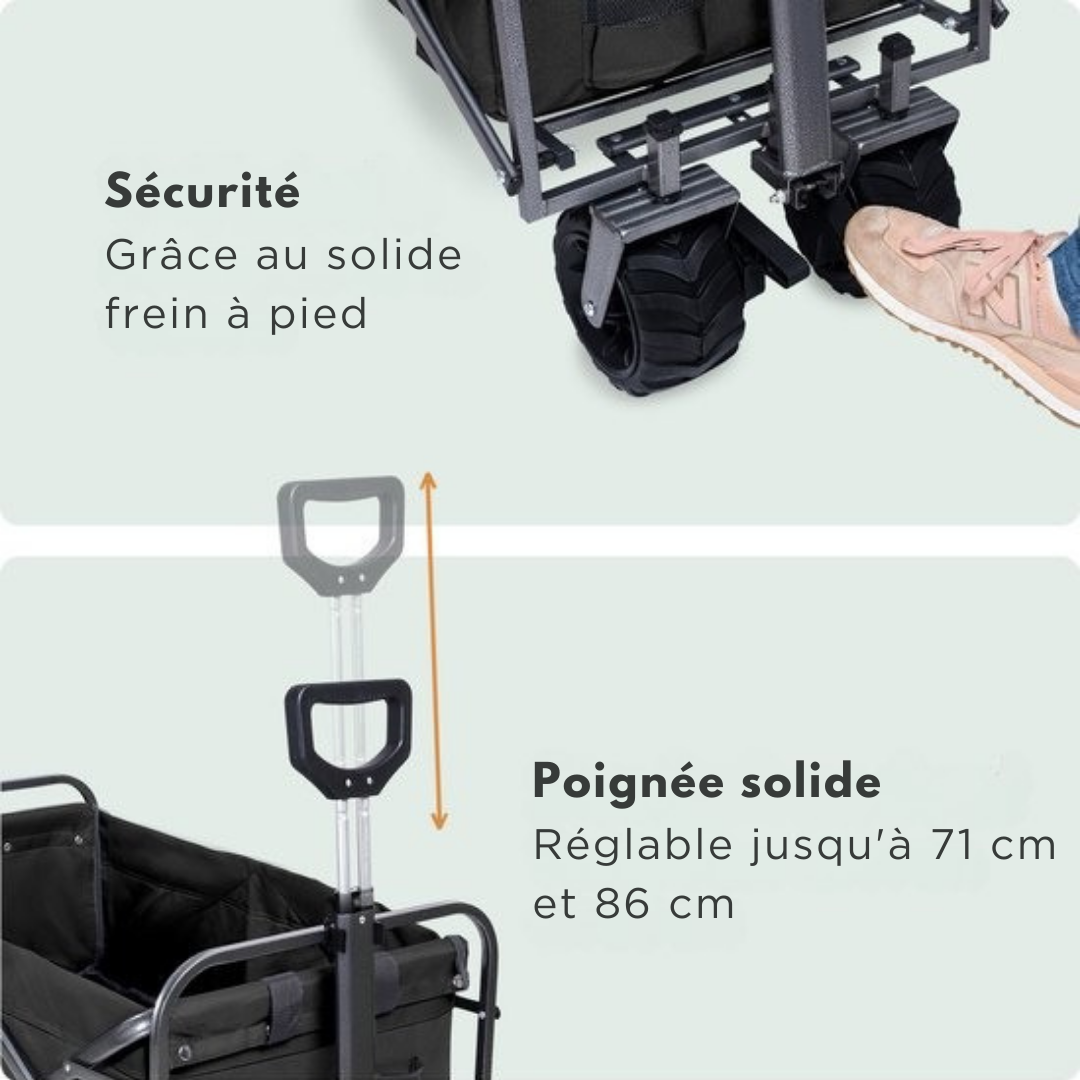 LifeGoods Wagon - Pliable - Capacité de charge 80KG - 94L - Polyester lavable - Noir