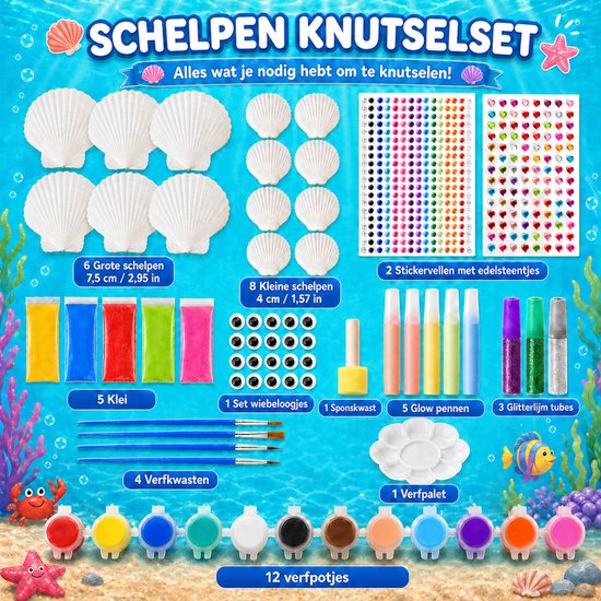 Vaive Peinture sur coquillages, 75 pièces – Kit de loisirs créatifs « Happy Stones » phosphorescents – Loisirs créatifs - Kit de loisirs créatifs pour filles et garçons - Kits de loisirs créatifs