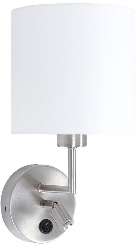 Applique murale Noor 1562ST en acier avec lampe de lecture et chargeur USB - Design moderne de Mexlite - Réglable et pratique pour une utilisation en intérieur