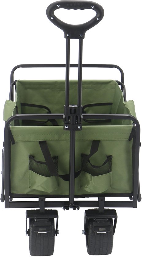 Chariot pliable AXI AB131 – Vert – Avec poignée de traction, freins et housse – Capacité de charge de 100 kg – Facile à transporter – Métal