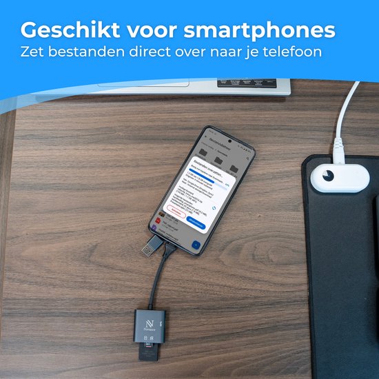 Lecteur de cartes SD Nuvance - Lecteur de cartes SD - 3 en 1 - Lecteur de cartes SD - USB-C et USB-A - Lecteur de cartes micro SD - Carte TF