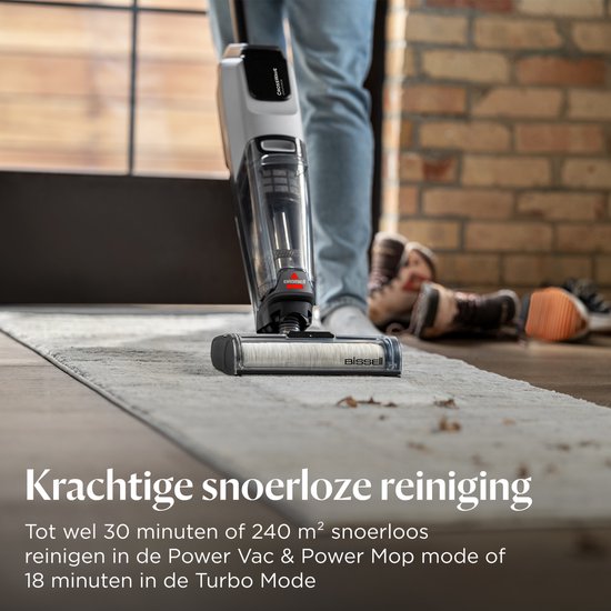 Nettoyeur de sol BISSELL CrossWave® OmniForce™ Select - Aspirateur sans fil avec fonction de lavage - Nettoyeur de taches pour sols durs - Aspirateur balai sans fil - Aspirateur 2 en 1 avec LED - Très puissant : 31 aW - Technologie ZeroGap™ - 3912 N