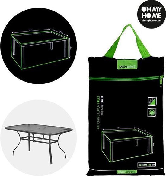 ProGarden Housse de table de jardin 165x115x80 cm noir