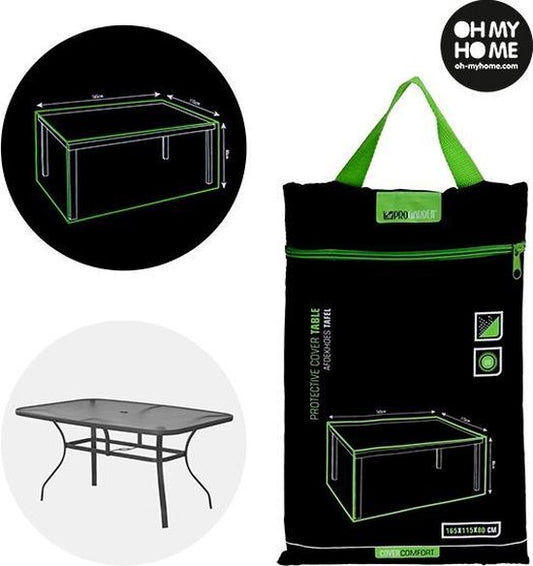 ProGarden Housse de table de jardin 165x115x80 cm noir