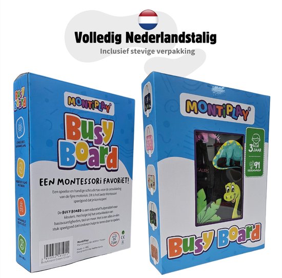 MontiPlay® Montessori Toys - Jouets sensoriels - Tableau d'activités - Tableau d'occupation - Livre d'activités de la maison Montessori - Educatif - Jouets sensoriels - Jouets dinosaures