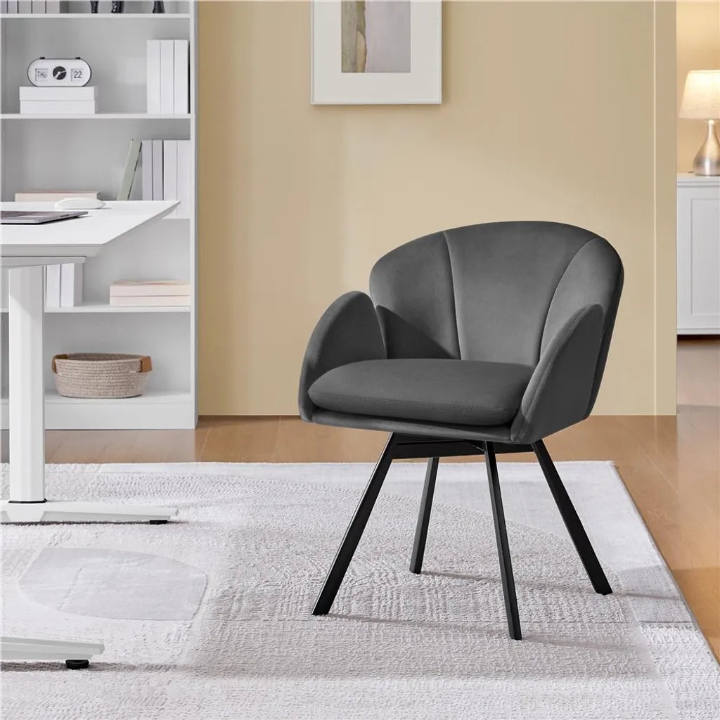 Chaise de bureau pivotante Yaheetech en velours avec double coussin, gris foncé