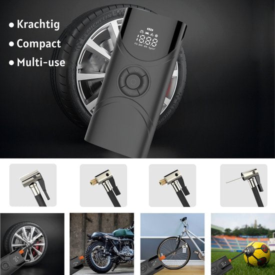 Compresseur d'air portable - pompe à vélo électrique - pompe à pneu pour voiture, moto, vélo, ballon, lit gonflable - Puissance : 6 000 mAh
