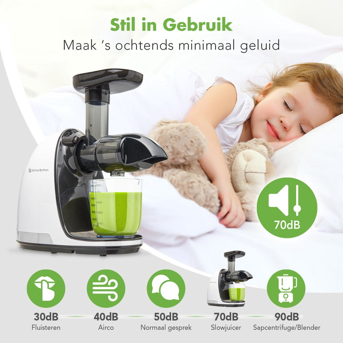 KitchenBrothers Slowjuicer - Presse-agrumes - 700ml - Blanc