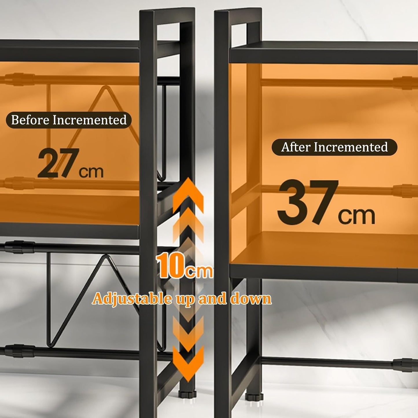 Étagère réglable pour micro-ondes, noire - Support mural pour micro-ondes et four - Double niveau