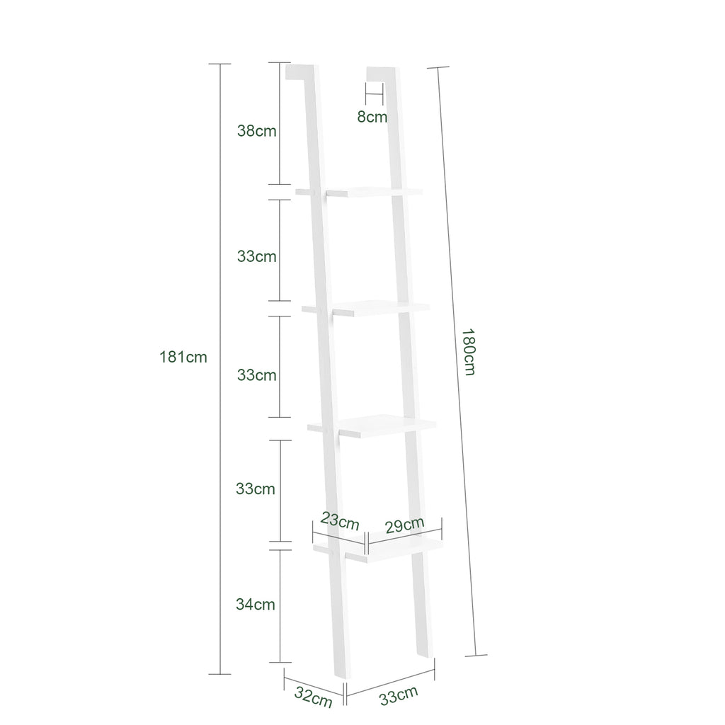 Étagère en échelle SoBuy FRG15-W - Blanche - 4 tablettes - 33 x 23 x 180 cm