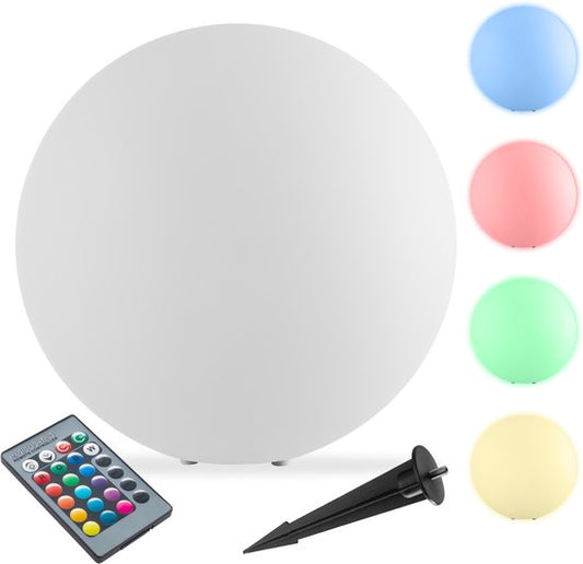 tectake® Ampoule de jardin - Ø50 cm - Ampoule sphérique LED d'extérieur avec télécommande - 16 couleurs et 5 modes d'éclairage - Eclairage de jardin résistant aux intempéries - Décorations de fête - Décoration de jardin - Source lumineuse incluse - Ampoul