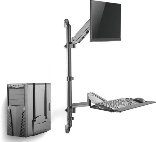 Poste de travail assis-debout - Support mural - Support de moniteur - Support mural pour clavier - Poste de travail