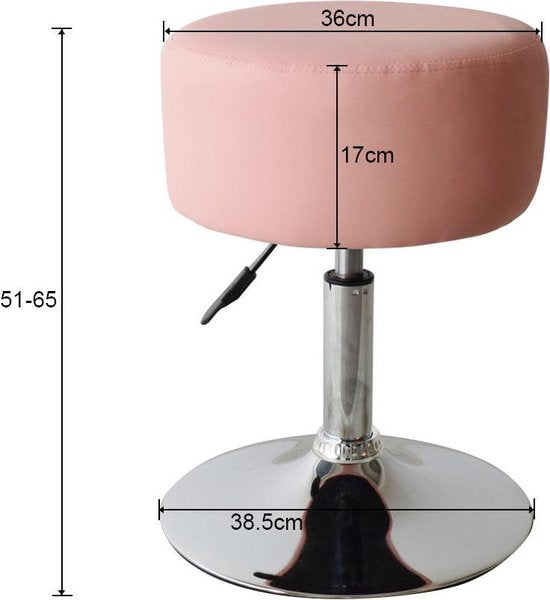 VDD Stool - Retro Vintage - Industrial - Dressing - Tabouret Chaise - Hauteur réglable jusqu'à 65 cm - Rose