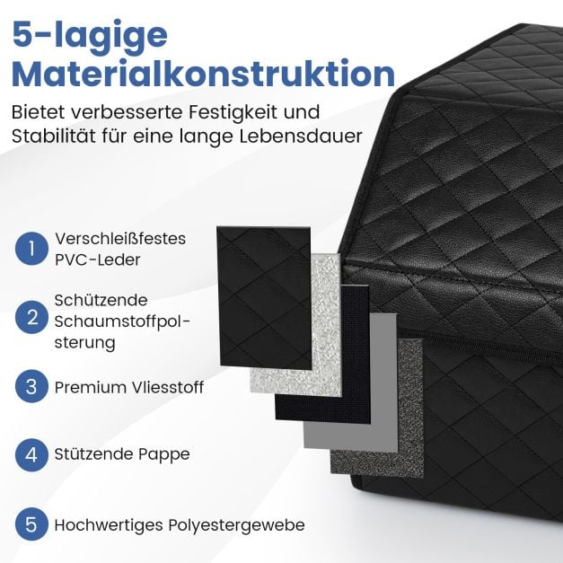 Coast Trunk Organiser Black - Boîte de rangement pliable pour voiture de 35 litres avec couvercle et séparateur - 30 x 47 x 27,5 cm