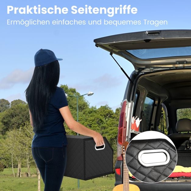 Coast Trunk Organiser Black - Boîte de rangement pliable pour voiture de 35 litres avec couvercle et séparateur - 30 x 47 x 27,5 cm