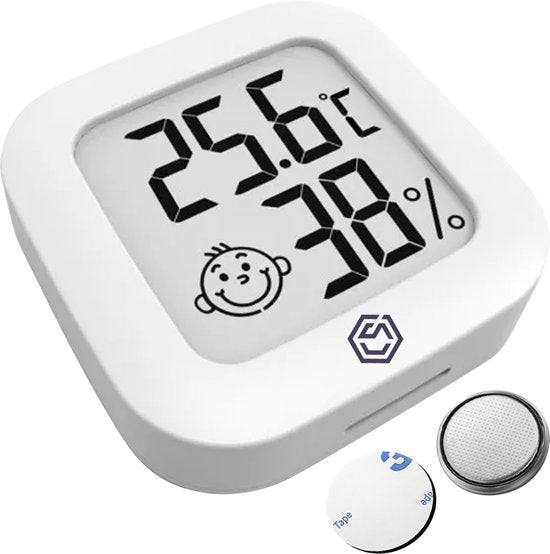 Ease Electronicz Hygromètre - Station météo - Humidimètre - Thermomètre pour l'intérieur - Pile et bande adhésive incluses