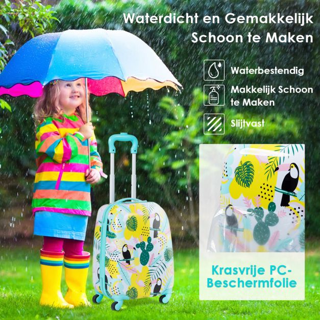 2 Pieces Kids' Luggage Handbag Set with Backpack and Suitcase - 30 X 22 X 44.5-74 CM