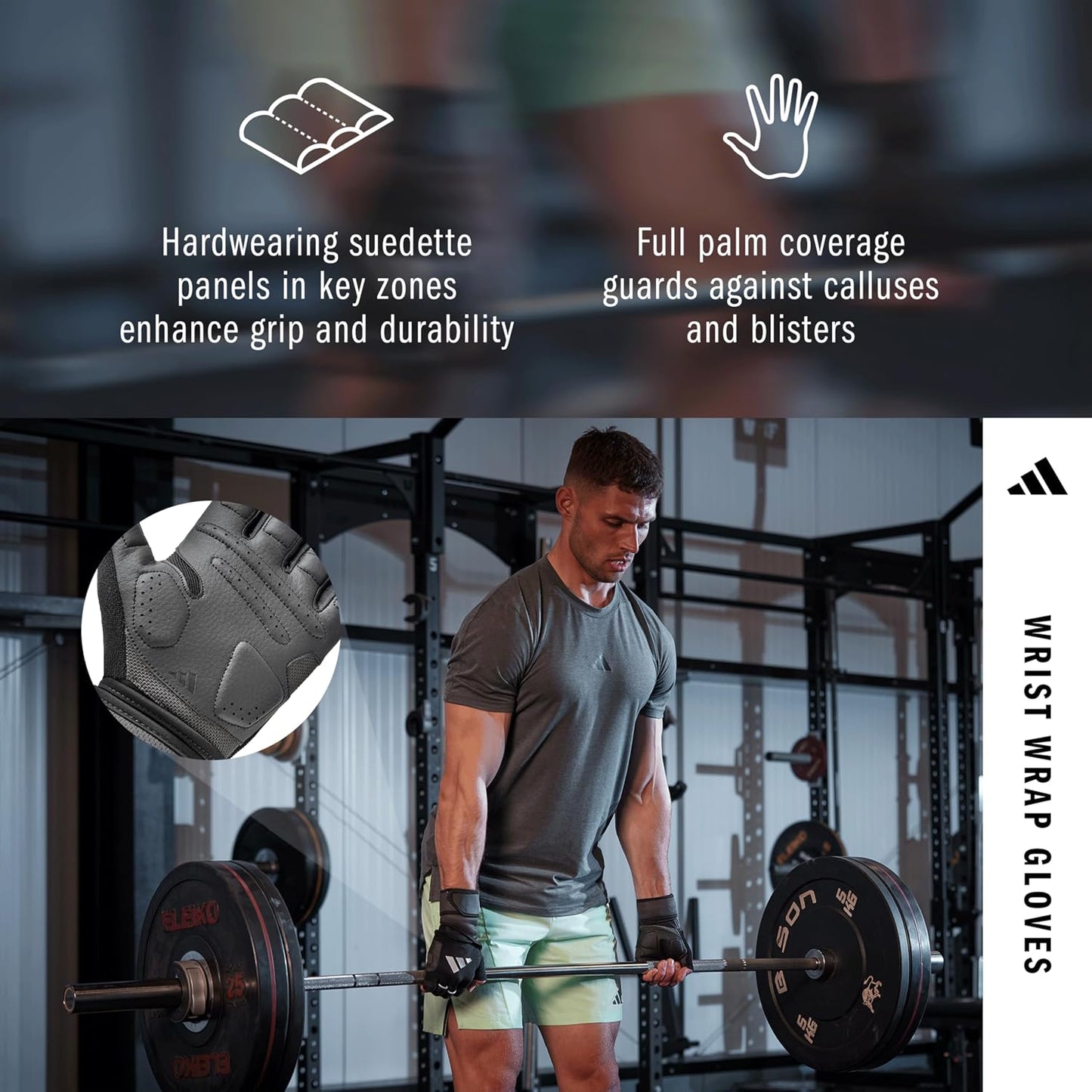Gants d'entraînement Adidas Wrist Wrap - Taille M - Noir - Rembourrés