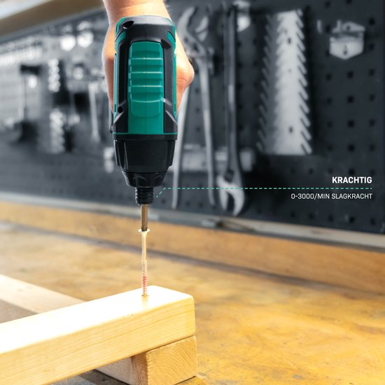VONROC Accu Visseuse à percussion 20V - 180Nm - Prise : 6,35 mm ¼" - Embouts de vissage, porte-embouts mag-net et porte-capuchon inclus - Batterie et chargeur rapide inclus