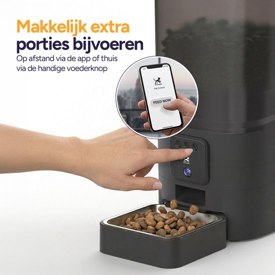 Viervoeter Feed Pro - Mangeoire automatique 6 L - Caméra HD et audio - Chat et chien - Distributeur automatique de nourriture avec application - Noir