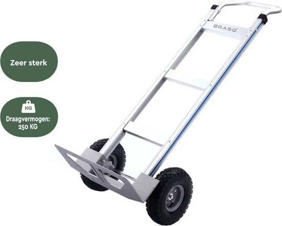 BRASQ Chariot pliable en aluminium - Capacité 250 KG - Chariot de transport - Chariot à plate-forme - Chariot