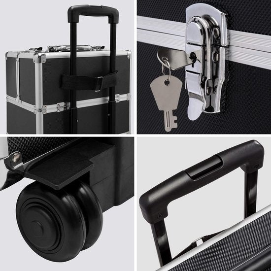 Tectake Cosmetic Case with 3 Shelves - Black - Trousse de maquillage