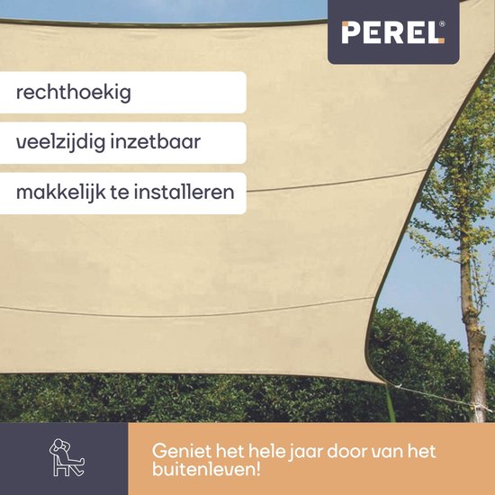 Toile d'ombrage Perel, hydrofuge, 2 x 3 m, 160 g/m², polyester, rectangle, crème