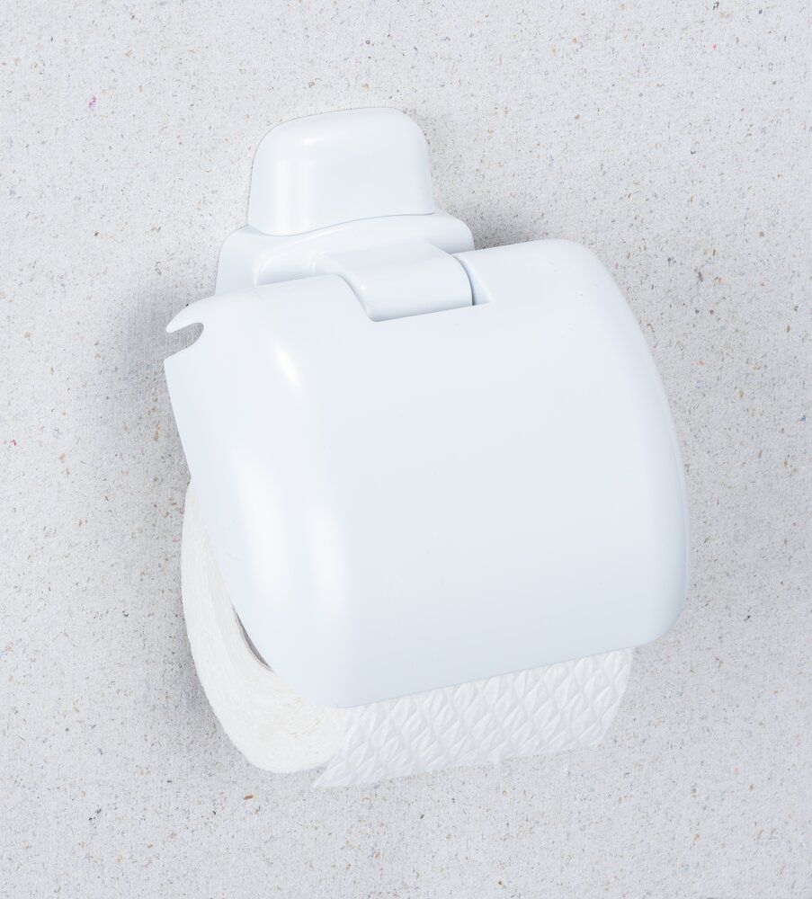 Porte-rouleau de papier toilette WENKO Pure blanc - Avec couvercle rabattable - Plastique