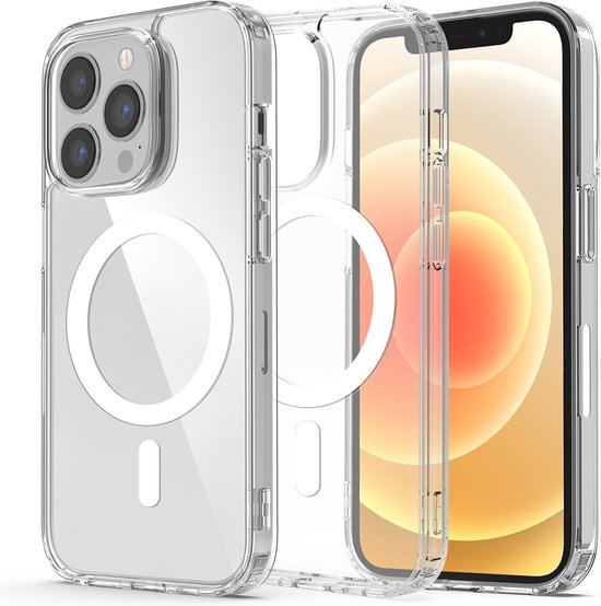 Coque Podec Magsafe compatible avec l'iPhone 11 Pro Max - Lot comprenant 3 protections d'écran + 3 protections d'appareil photo - Magnétique avec anneau, transparente - Coque de téléphone transparente Magsafe - Transparente