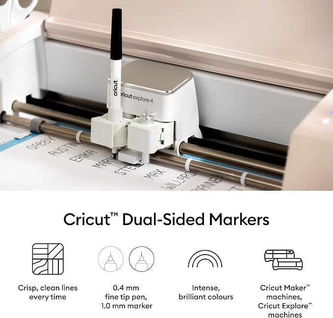 Marqueurs double face Cricut, lot de 20 – Pointe fine de 0,4 mm et marqueur de 1 mm – Multicolores – Pour Explore, Maker et Venture