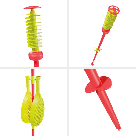 Swingball Classic - Bâton de tennis avec base toutes surfaces - avec support de raquette et piquet de terre - rouge/jaune