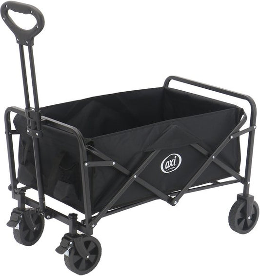 Chariot pliable AXI SB120 – Noir – Avec poignée de traction, freins et housse – Capacité de charge de 60 kg – Facile à transporter – Métal